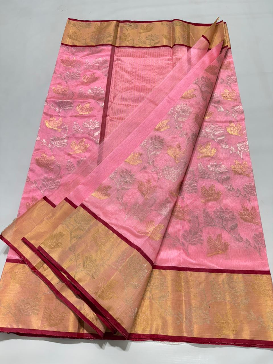 Chanderi Handloom Handwoven Traditional With Blouse Saree's