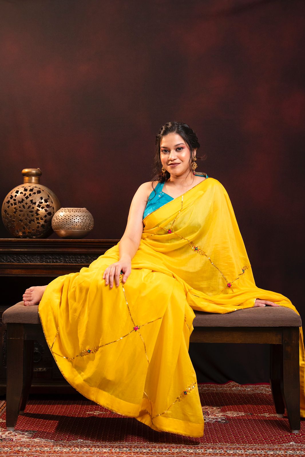 Mul Chanderi Silk saree hand embroidered with sequence work