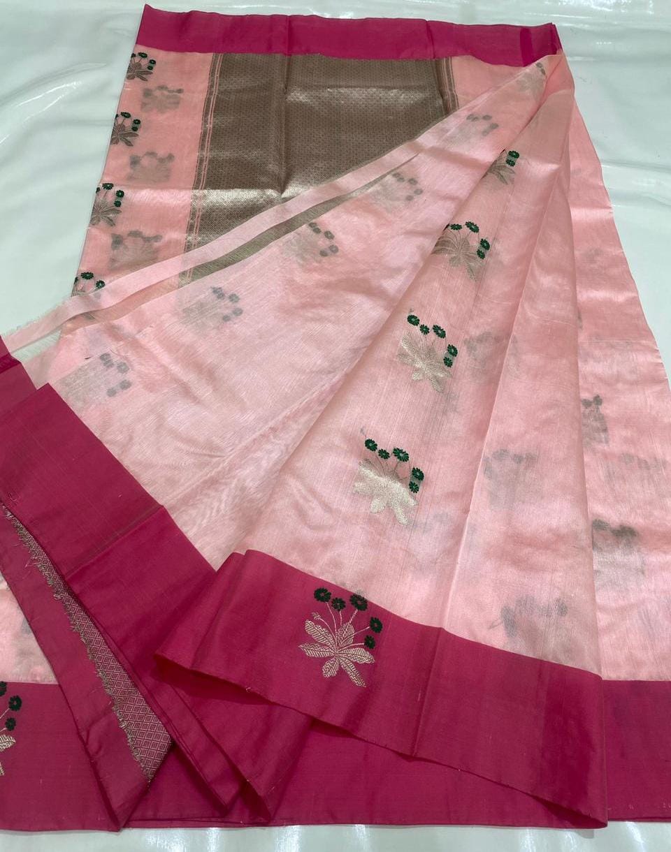 Chanderi Handloom Handwoven Traditional With Blouse Saree's