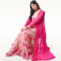 Gulabi Holi Pink Batik bustier with palazzo & georgette long jacket