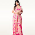 Gulabi Holi Pink Batik bustier with palazzo & georgette long jacket