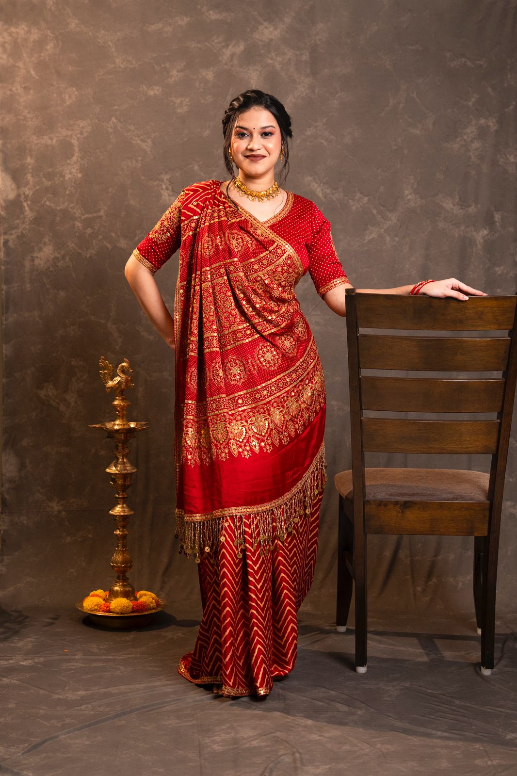 Pure Gaji Silk saree with aari handwork