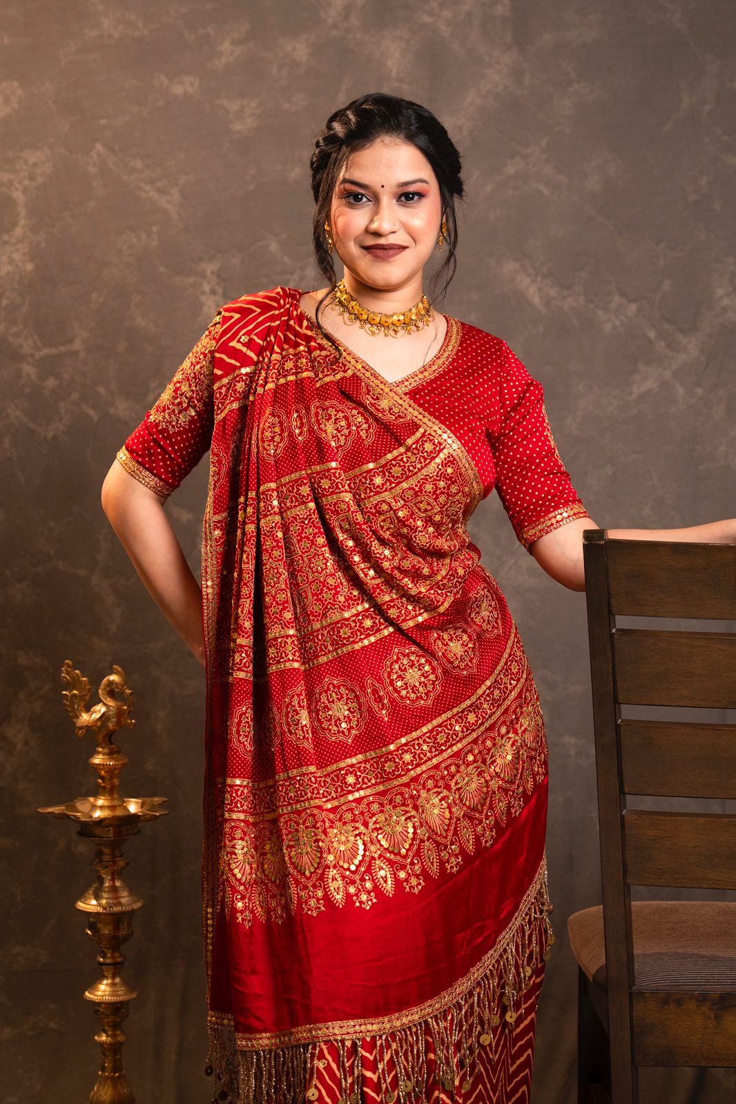 Pure Gaji Silk saree with aari handwork