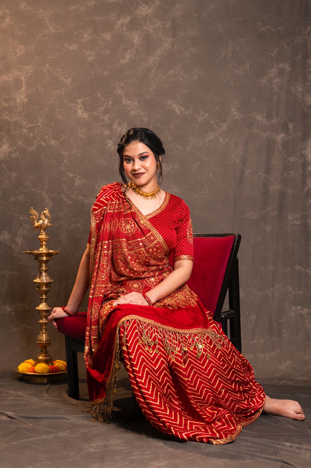 Pure Gaji Silk saree with aari handwork