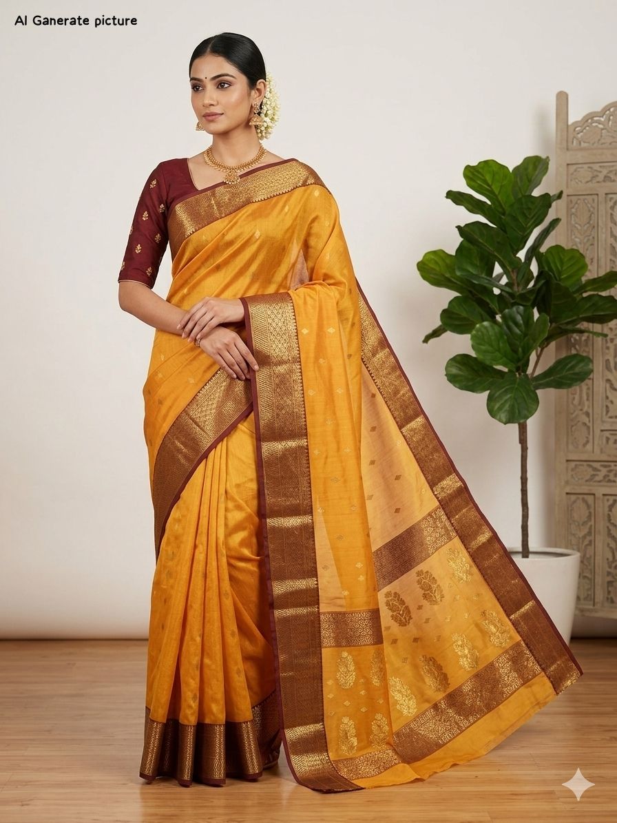 Chanderi Handloom Handwoven Traditional With Blouse Saree's